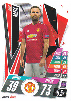 Juan Mata Manchester United 2020/21 Topps Match Attax CL #MNU14